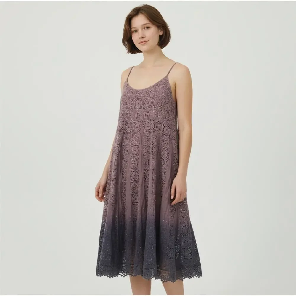 Free People Faux Diamond Sparkling Embroidered Dress